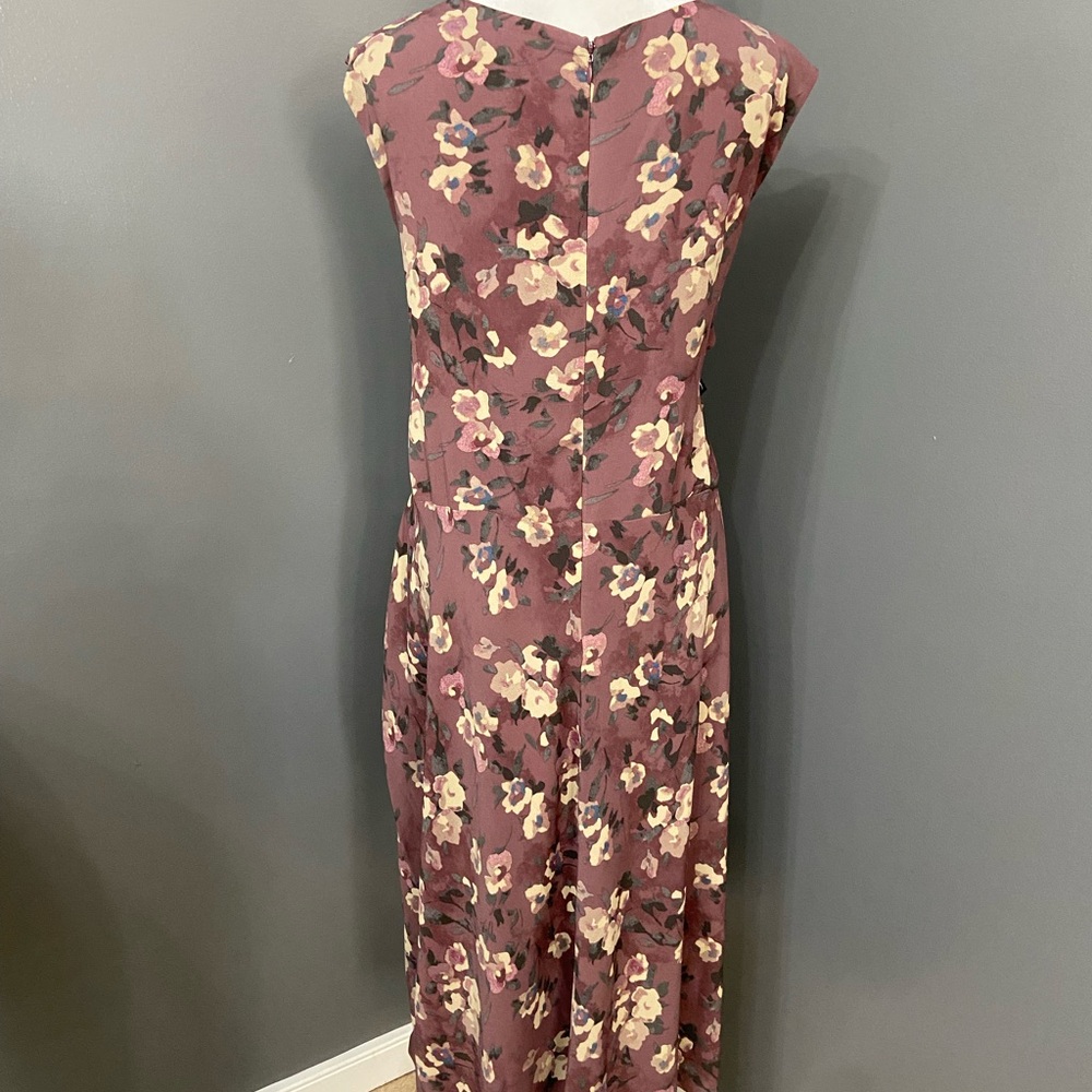 LAUREN Ralph Lauren Purple Floral Fit & Flare Midi Dress Womens 18W Classic - Picture 3 of 16